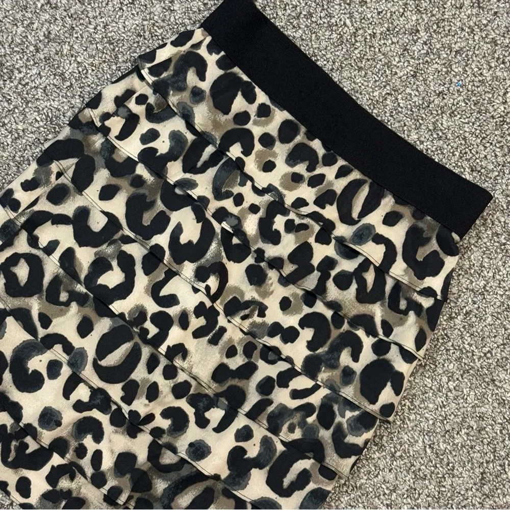 Alfani Leopard Tiered Mini Skirt - Black and Cream - Picture 4 of 6